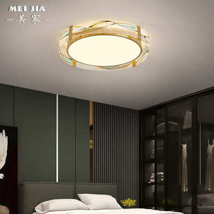 轻奢珐琅彩吸顶灯客厅灯艺术山水全铜主卧室灯新中式 仿古风房间灯