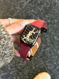 qaluo秋冬毛绒布(毛绒布)表带适用applewatchs9s8表带iwatch7苹果手表se6543代4145mm小众女生高级感