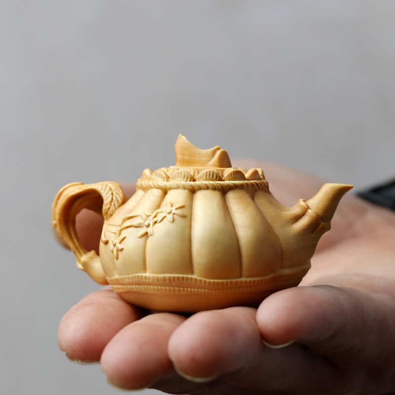 黄杨木雕菊花壶手把件文玩把玩件木质工艺品茶宠摆件家居装饰礼品