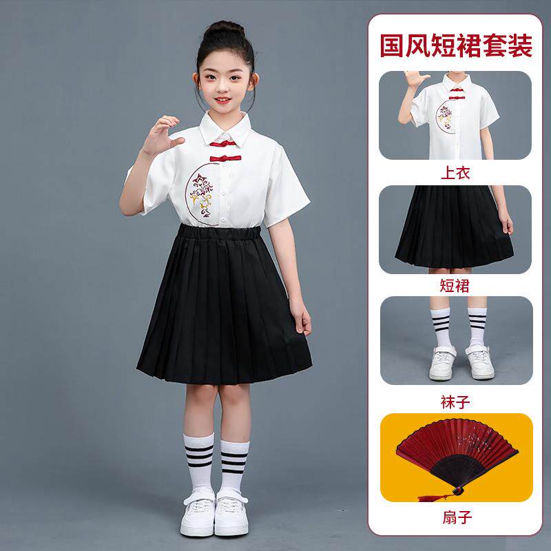 高档儿童表演服中国风啦啦夏季汉队服服合小唱小孩演出服学生运动