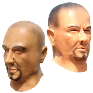 搞笑光头乳胶年轻人面具胡子大坏人角色扮演道具万圣节仿真光头套