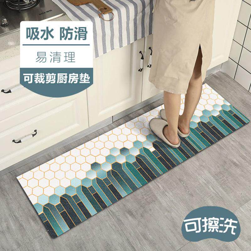 厨房地垫pvc北欧风格门垫防油防滑硅藻泥脚垫家用地毯擦洗防水