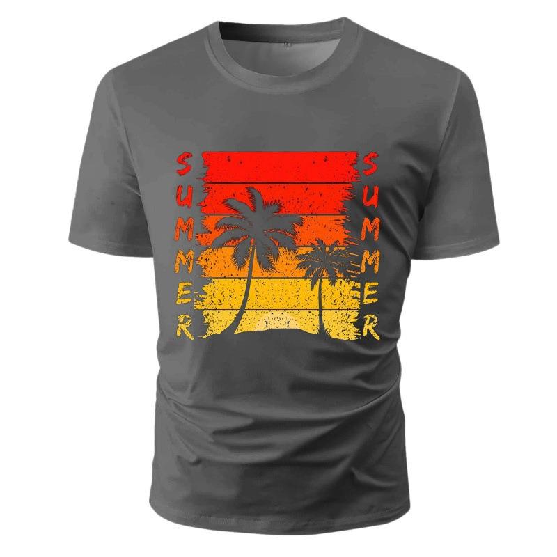 T-shirt Mens Anti-padded Mens Round Leaf Film Neck Tops