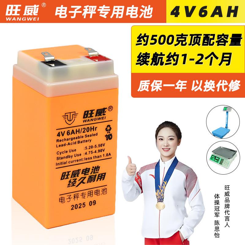 旺威电池4V6AH电子秤台秤地秤电子称电瓶通用专用铅酸蓄电池