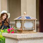 墅太阳能村柱头灯室外庭灯院灯别农家用围墙窗花围墙灯防水大门柱