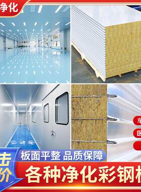 防火岩棉板净化板夹芯泡沫板耐高温彩钢板隔断墙围挡隔音保温内墙