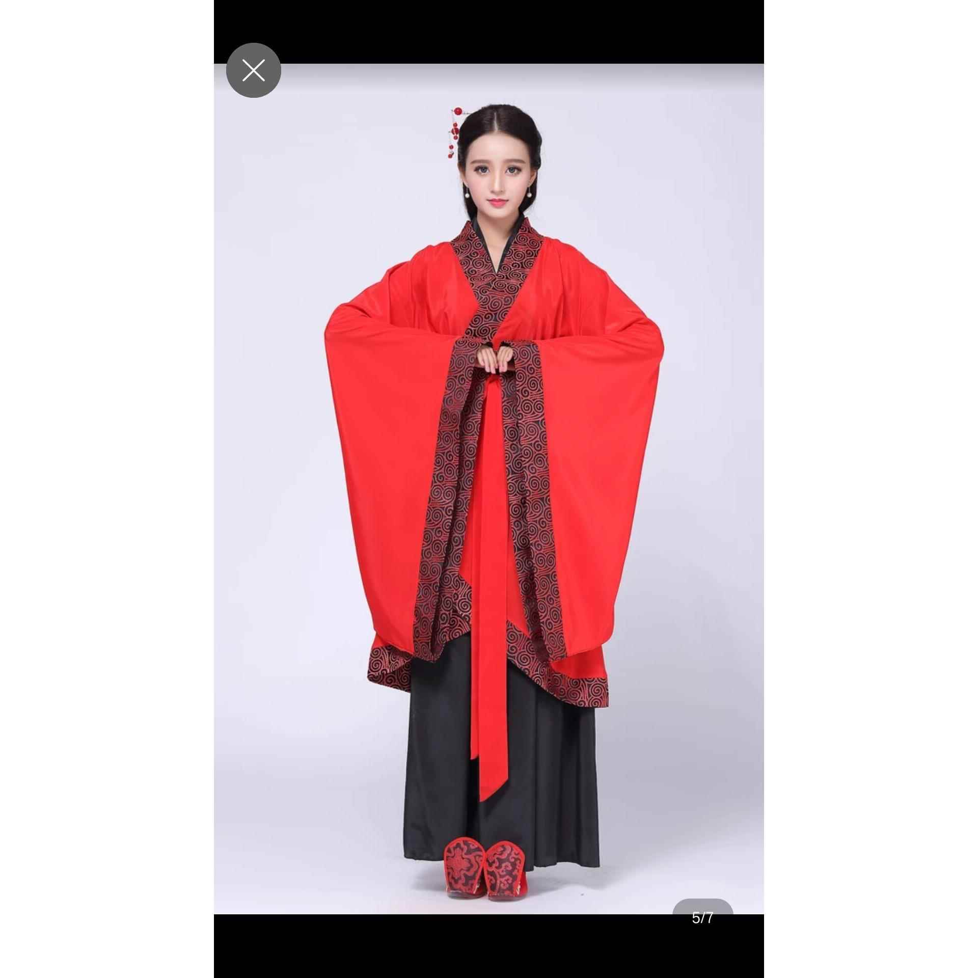 新款新款古装汉服舞蹈双绕曲裾服装唐服国学成人礼女古代演出表演