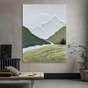 网红.手油画绘饰《国王河的春天》高级感挂画现代客厅玄关装画