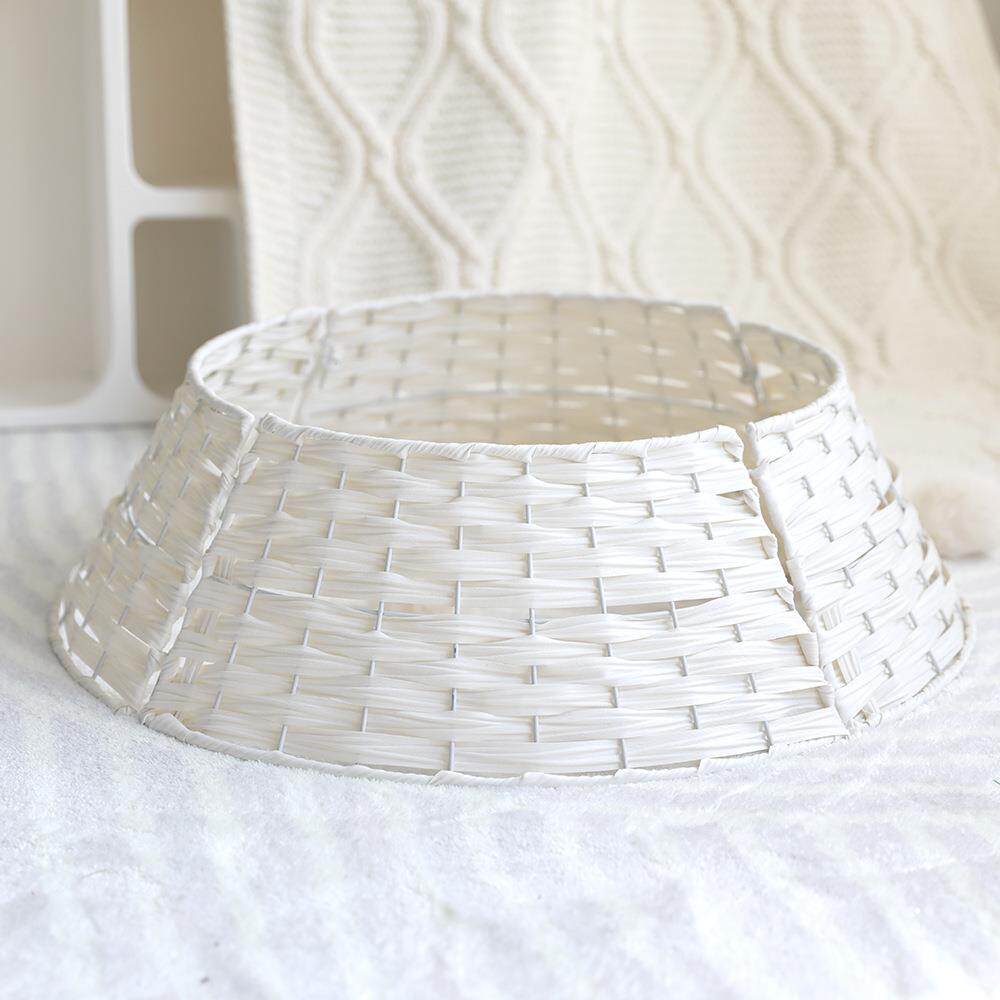 圣诞节树脚竹编树篮子树裙圆框围栏ins北欧复古圣诞树装饰底座
