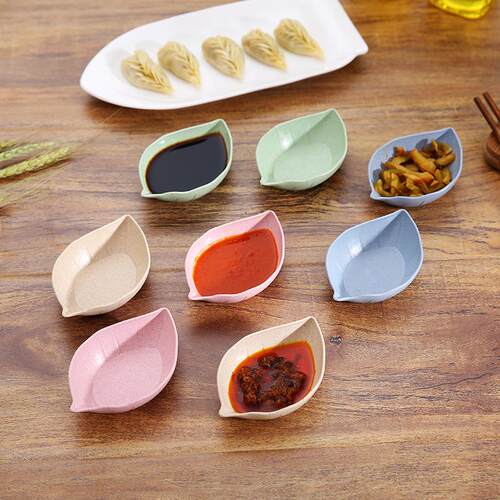 Home-use small wheat straw leaf-shaped seasoning dishes, ver