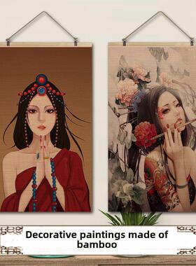 京剧脸谱新中国风竹帘卷挂画客人餐厅入口沙发背景墙办公室装饰画