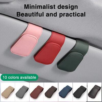 Universal Car Auto Sun Visor Eyeglass Hanger Clip Leather Gl