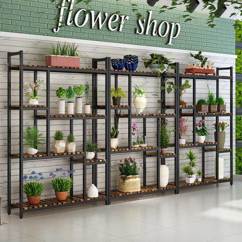 花店展示架铁艺客厅多层阳台室内落地式绿萝花架花盆架子简约