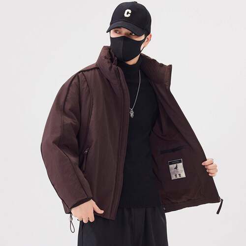 双层针织立领羽绒服男90白鸭绒加厚上衣2025冬季新款简约保暖外套