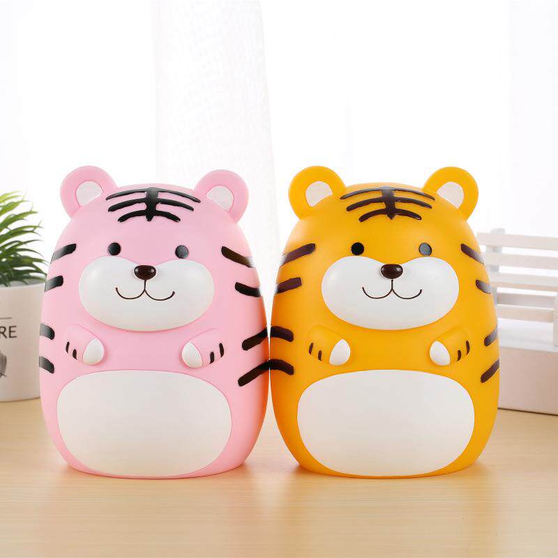 厂家老虎储蓄罐生肖虎存钱罐儿童创意防摔搪胶储钱罐虎年礼品