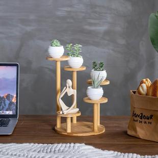 桌面多层小花架多肉花盆架子飘窗办公室置物架绿植阳台客厅摆放架