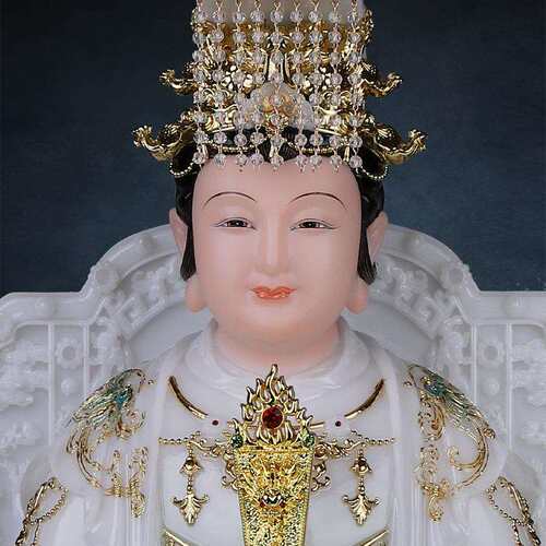 湄洲妈祖神像仿汉白玉家用供奉天上圣母妈祖娘娘雕像摆件娘妈天后