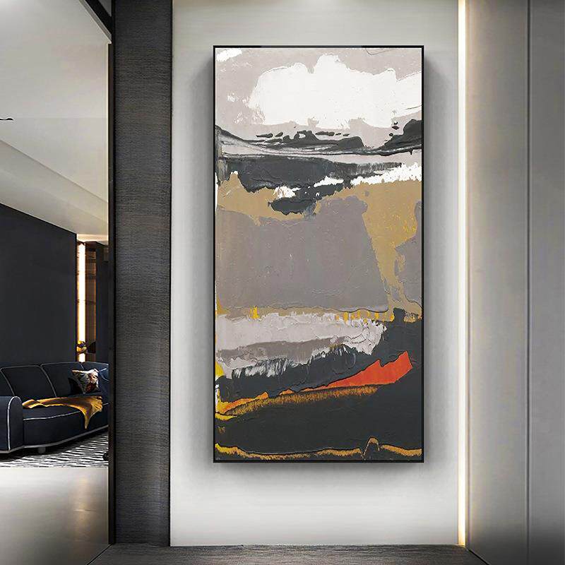 现代简约客厅装饰画沙发背景走廊黑白灰卧室大幅挂画玄关抽象壁画
