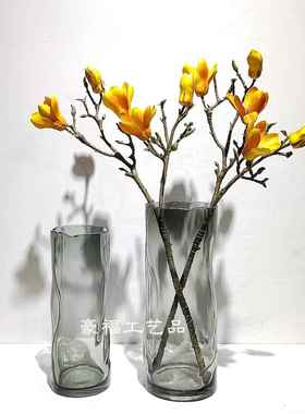 1255现代简或色摆玻璃花约瓶件面家居样板房餐厅桌插花设计装饰摆
