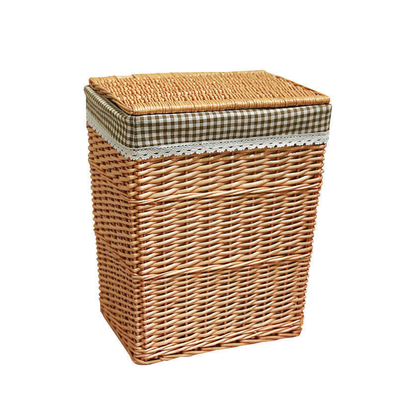 藤编脏衣服收纳筐编织筐篮子特大号脏衣篓带盖脏衣篮火锅店脏衣筐