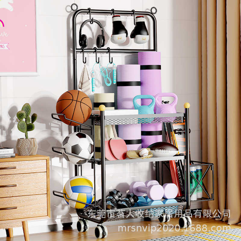 瑜伽垫收纳架推车落地健身器材整理架哑铃拳击套滑板车球架收纳