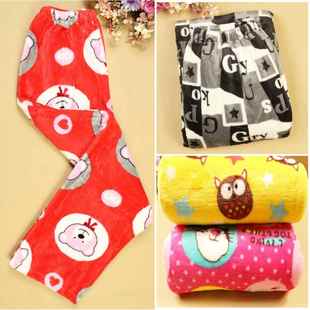 冬季法兰绒单条睡裤加绒加厚加肥加大码男士女士休闲家居裤3XL