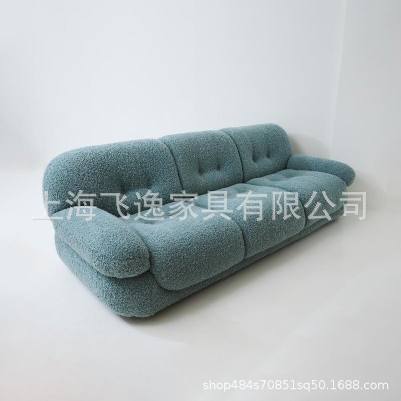 法式轻奢直排户型奶油风布艺拉扣沙发意式极简家用单双三人位组合