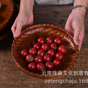 竹编收纳小篓子农村老式竹篮子零食水果收纳筐手工迷你工艺竹编篮