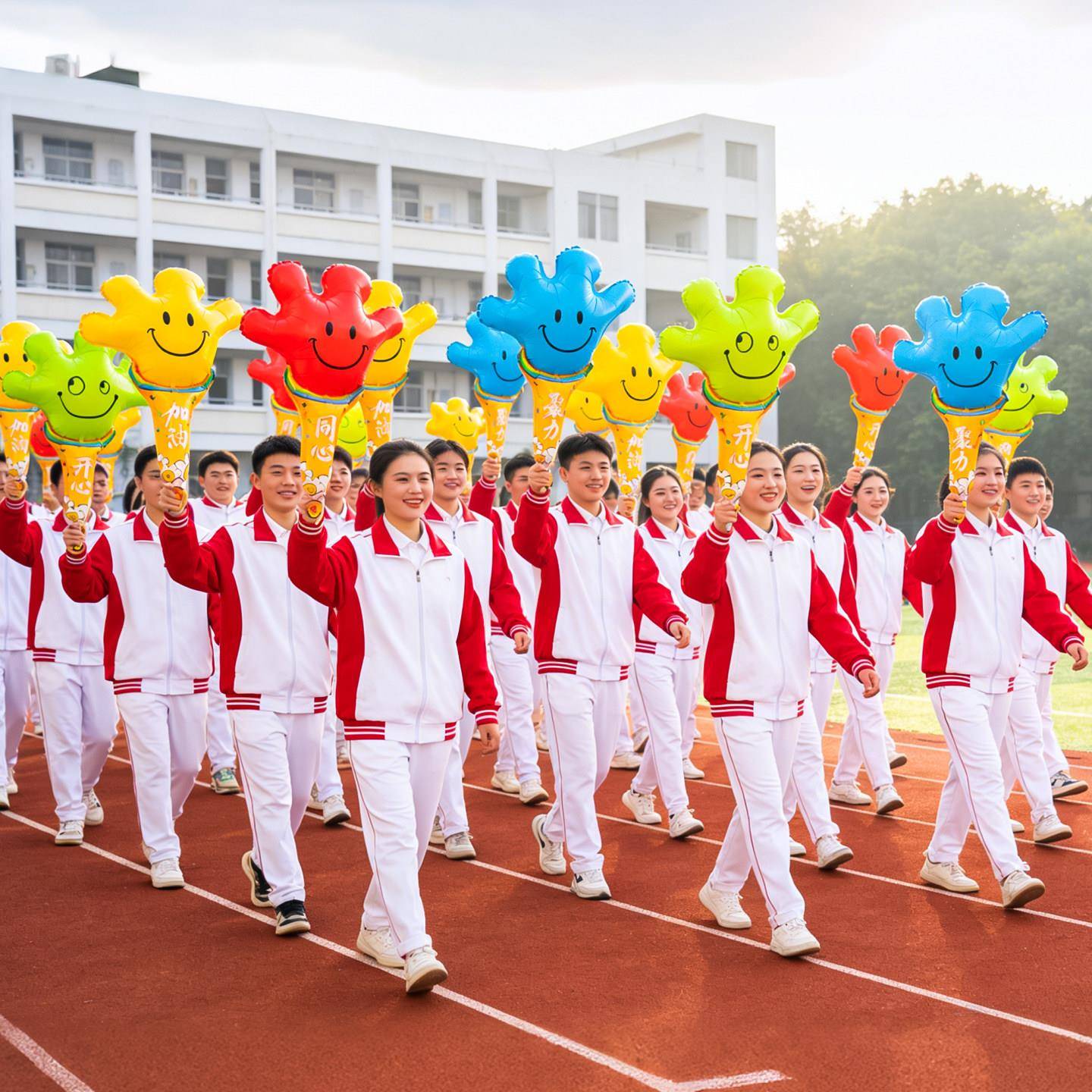 学校运动会开幕式入场助威手掌手持充气棒气球拉拉队加油室外道具