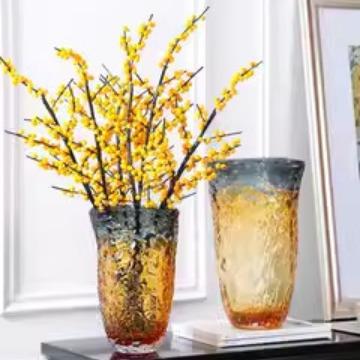 彩色琉璃花瓶果盘客厅插花水培厚重玻璃花器餐厅民宿样板房装饰