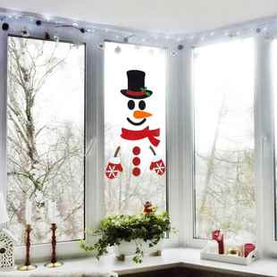 Stickers Felt Cloth Christmas Santa Window Snowman Clau Door