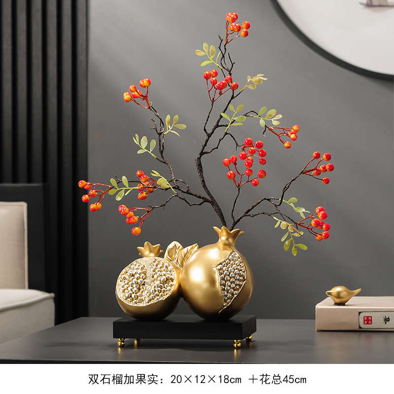 现代简约寓意好石榴创意摆件工艺品客厅酒柜新中式博古架装饰品