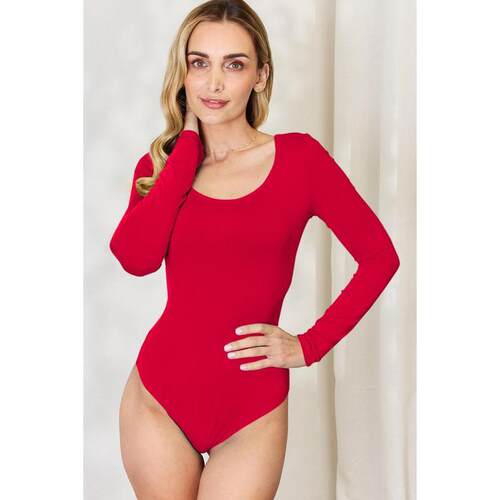 W 53086 Long Sleeve Round Neck Bodysuit 欧美紧身连体衣