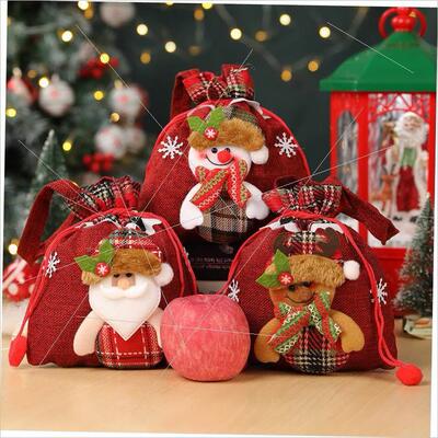 Santa Elk candy bag Gift bag Christmas Eve apple bag