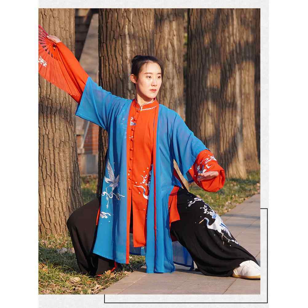 高档马蕾太极服春款高太极服女表演服气功夏练档功服比赛服刺绣云