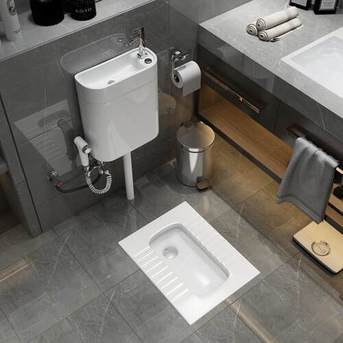 JOMOW 超薄蹲便器带存水弯18cm20cm家用矮款蹲坑式便盆陶瓷大便池