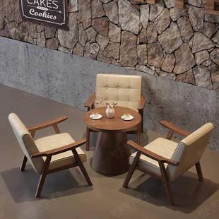 覆古咖啡厅桌椅组合奶茶店音乐饭厅沙发茶楼酒吧清吧民宿实木卡座