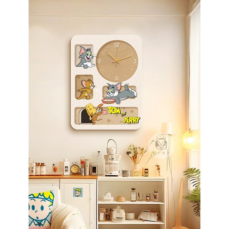 猫和老鼠电表箱装饰画带钟表奶油风竖版挂画家用美化遮丑遮挡电箱