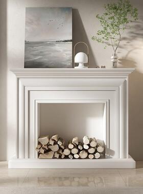 现代约简壁炉家装饰柜意式白色壁炉架美式用木客厅背景墙实RMQ柜