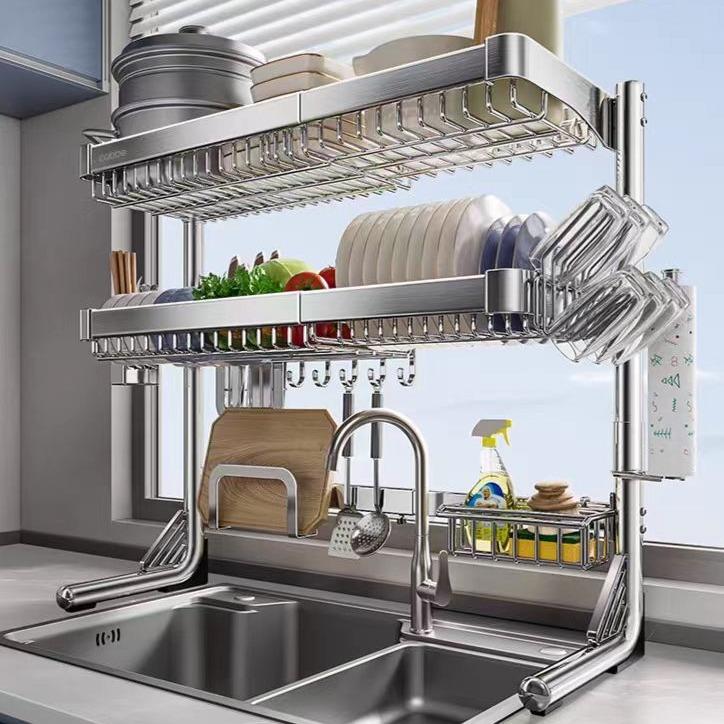 KWO不锈钢伸水槽沥上水架碗碟架砧板缩筷子架收架纳架可调节