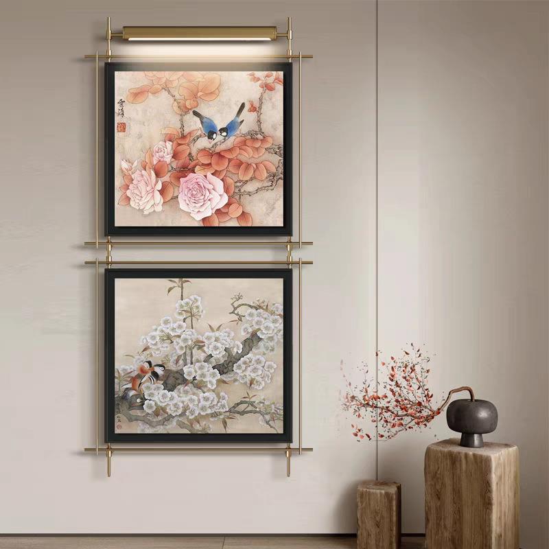 新中式中古风宋代美学入户玄关客厅走廊过道壁灯铁艺挂画装饰画