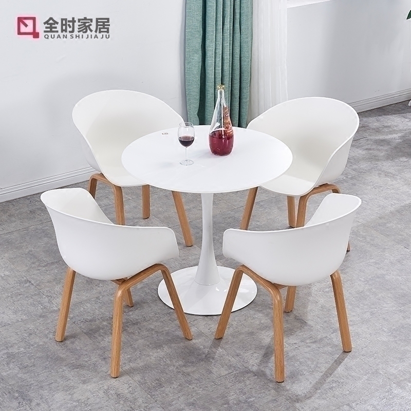 全时现代简约钢化玻璃小圆桌阳台户外洽谈接待桌椅组合咖啡厅桌子