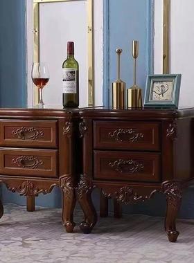 式实木床美头柜简约现代欧式胡桃整装家用卧TWQ室床边收纳全储物