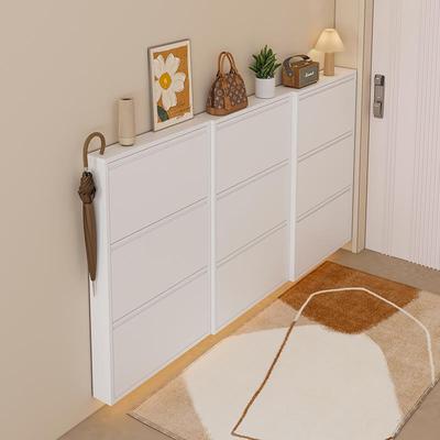 超薄鞋柜12cm钢制家用门口入户楼道玄关挂墙铁皮柜金属大容量翻斗