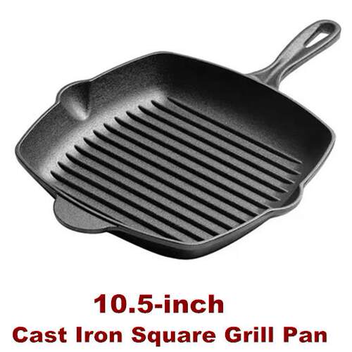 Cast Iron Square Grill Pan Pre-Seasoned Griddle Pan Stove