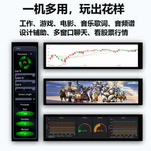 高信GX 10.11寸 IPS条屏1920 *440 HDMI 美利多播放盒 乔思伯d41