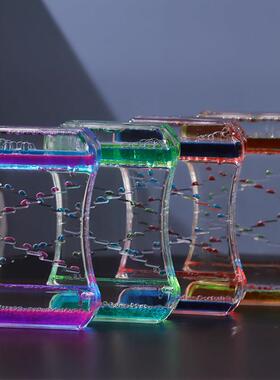 。滑梯礼物液体双色沙漏计时器水晶水滴流动双色油滴流沙摆件油漏