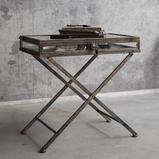 Loft工业风饰品收纳柜覆古创意铁艺玻璃陈列展示柜带锁收纳柜摆件