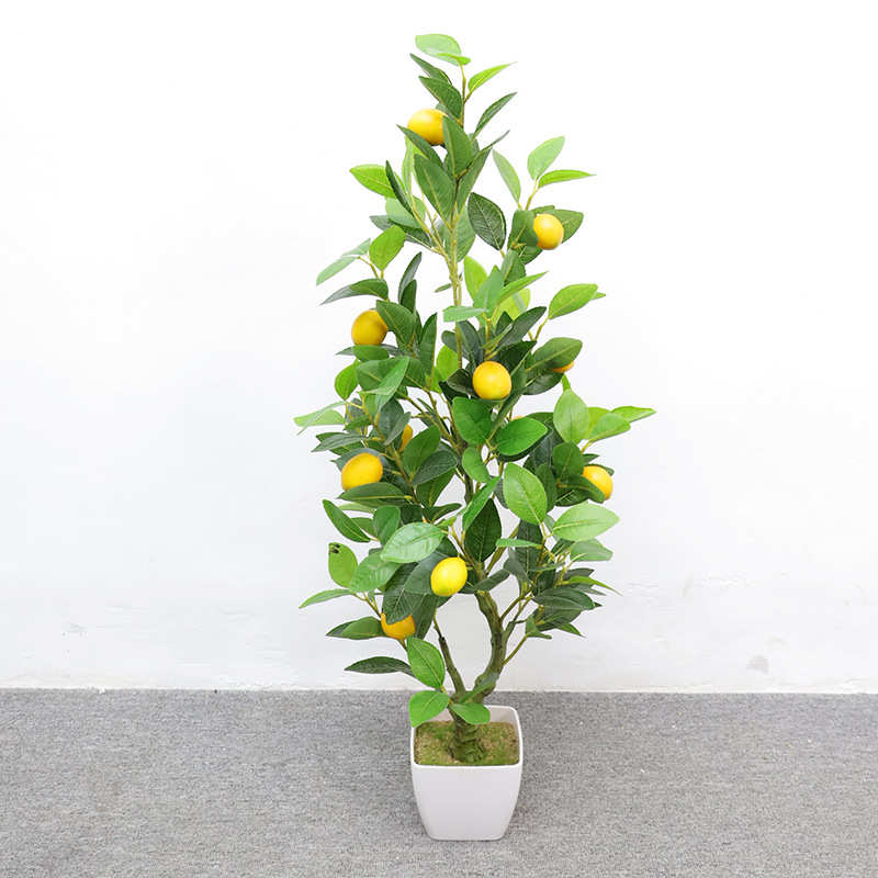 北欧ins仿真植物柠檬树盆栽服装店室内客厅装饰摆件假树绿植盆景