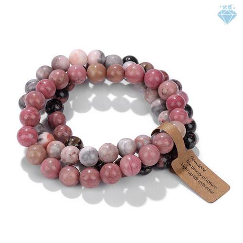 3Pcs/Set 8MM Beads Bracelet With Wish Tag Gem Natural Stone
